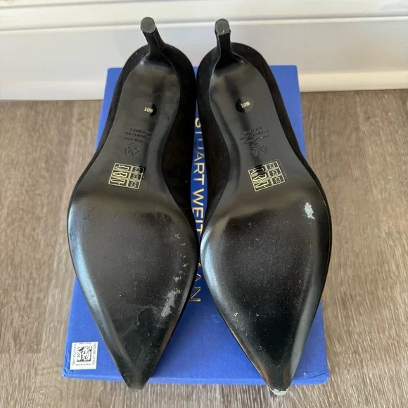 STUART WEITZMAN Black Suede STUART POWER PUMP 85 - Picture 5 of 10